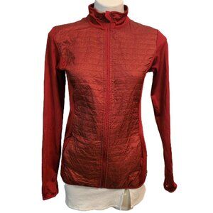 ❤️ 4/$20 bcg zip sports top Women's small sweater Thumb holes Padding Wine color